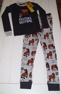 LAZY ONE 2 Pc Pasture Bedtime Horse Long Sleeve Shirt Pants Snug Fit Pajamas 6 - Picture 1 of 4