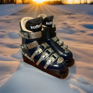 Vintage schwarze Leder Koflach Winter Skischuhe Größe 6-1/2 L - Bild 1 von 7