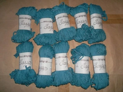 NEU 10 Knäule Garn Wolle Bändchengarn Wollschere Lasso Baumwolle Farbe 36 blau  - Bild 1 von 4