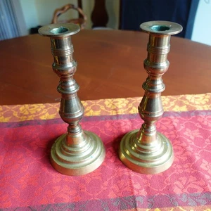 Samuel Eastman Brass Candlesticks Candle Holders Antique Art Deco 9" 5 pounds - Picture 1 of 11