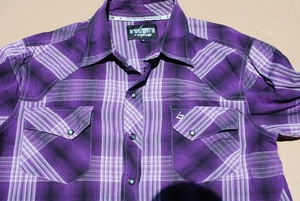 Garth Brooks Sevens by Cinch Hemd Herren lila kariert Pearl Snap Western Herren S - Bild 1 von 10
