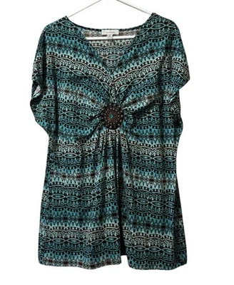 Vestido Granero Cachemira Top Talla 2X Cuello en V Elastizado Manga Corta Adornado con Cuentas Foto 1 de 4