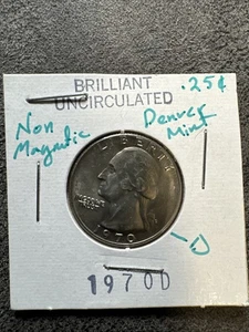 1970-D Washington Quarter 25c BU Brilliant Uncirculated. Denver Mint. No Mag. - Picture 1 of 8