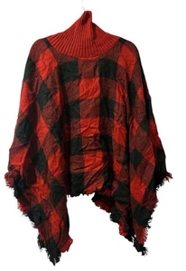 Women’s Plaid Poncho One Size NWOT (1106) - Picture 1 of 2