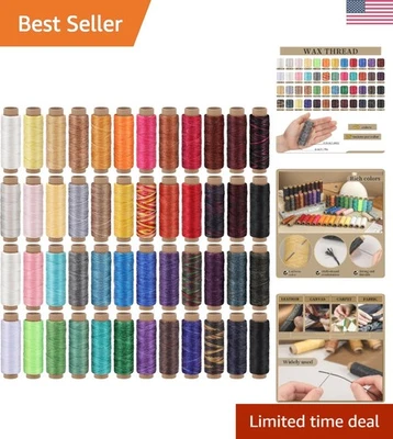 48 Colors Waxed Leather Sewing Thread - 33 Yards Each for DIY Crafting - Image 1 of 4