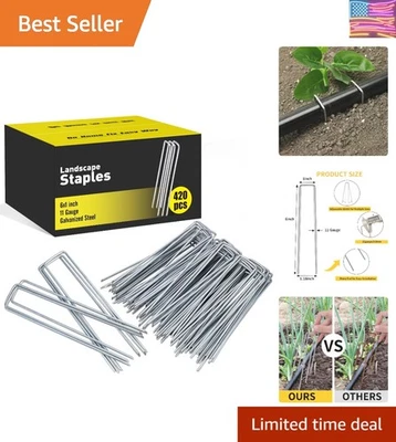 Estacas galvanizadas de 6 pulgadas de alta resistencia 420 piezas para tela segura de suelo y paisaje Foto 1 de 4