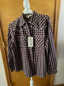 CAMICIA WESTERN DONNA GRANDE ELY & WALKER BORDEAUX A QUADRI NUOVA CON ETICHETTE  - Foto 1 di 4
