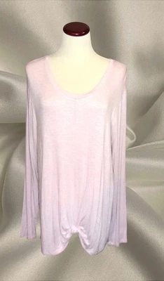 Mossimo 女式 XL 码粉色低圆领长袖上衣绑带上衣 — 第 1/4 张图片