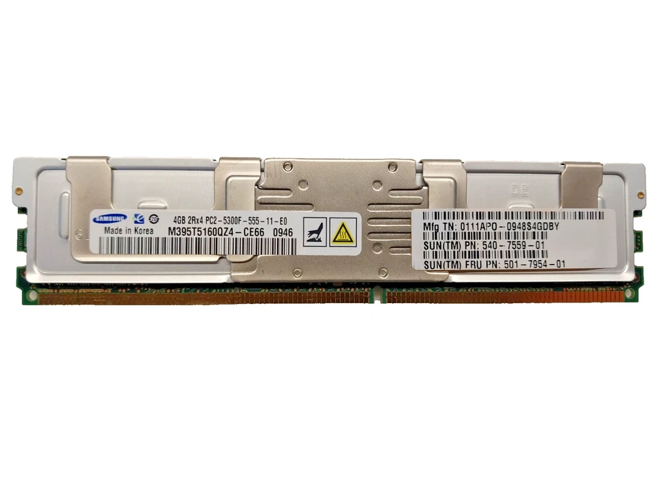 Samsung M395T5160QZ4-CE66 4GB 240p PC2-5300 2Rx4 ECC DDR2-667MHz FBDIMM - Image 1 of 3