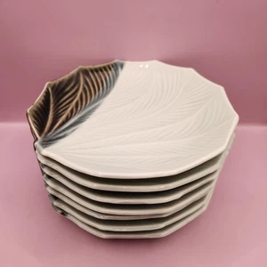Set aus 7 Vintage Porzellan Blattform Dessert Salattellern, MCM, 6,5" Durchmesser - Bild 1 von 5