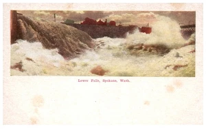 Cartolina d'epoca Lower Falls Spokane Washington scena di rapide potenti - Foto 1 di 2