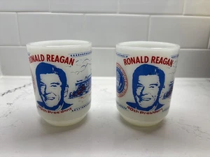 Vintage Ronald Reagan 40. Präsident Ofenfest USA Glas Becher 2er Set - Bild 1 von 7