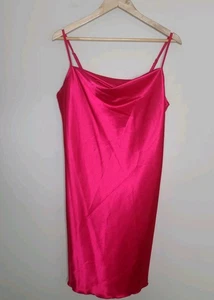 Express Slip Mini Dress Pink Satin Cowl Neck Y2K Fairy Soft Girl Size L - Picture 1 of 5