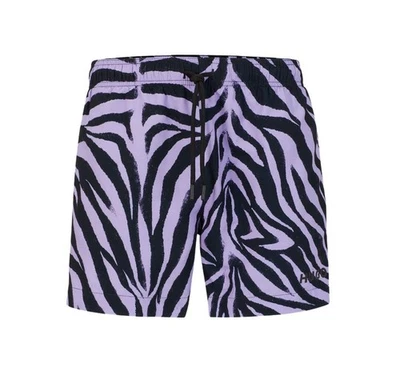 Pantalones Cortos de Natación Hugo Para Hombre XL Púrpura Negro Estampado de Cebra Cordón Baúles Piscina Playa Foto 1 de 4