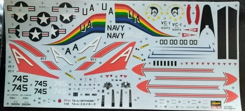 Hasegawa 1/48th Scale TA-4 2 Seat Skyhawk Kit Decals. - Image 1 of 1