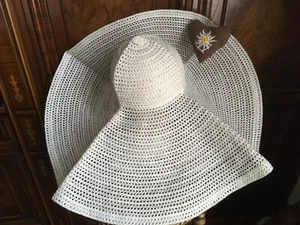 Ladies Summer White faux lace 10in/25.5cm wide brimmed HAT Royal Ascot, weddings - Picture 1 of 3