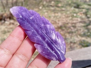 3.3" Natural Carved Lepidolite Feather Reiki Crystal plume Crystal Decor 1PC - Picture 1 of 15