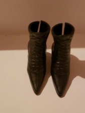 12/' DOLL SHOES BLACK BOOTS FOR DOLLS W// BIG FEET