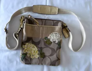 FLORAL EMBROIDERED COACH LOGO CROSSBODY SHOULDER BAG - Picture 1 of 7