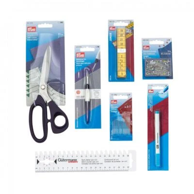 NÄHWELT FLACH Zubehörset Nähen klein (7-teilig) - Starterset mit Schere Trickmarker Nadeln