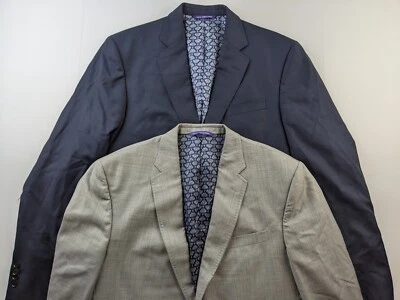 Lot Of 2 FLAWED SLEEVES Ted Baker 42 Jones Jay Blazers Navy Blue Gray Lined P3 - Image 1 of 4