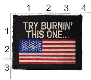 Try Burnin' This One Patch 3.75" Vintage USA Flag Motorcycle Embroidered Flash - Picture 1 of 1