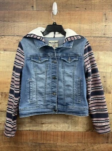 Wallflower Womens Jacket Blue Authentic Denim The Dreamer Fit Hooded Stretch Lg - Picture 1 of 10