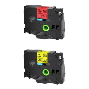 2PK Compatible con Brother TZ451 651 Negro sobre Rojo/Amarillo Cinta de Etiqueta 24mm - Imagen 1 de 9