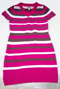 Vintage Arizona Jeans Co Knit Sweater Mini Dress Size 14 Bodycon Stretchy Stripe - Picture 1 of 12