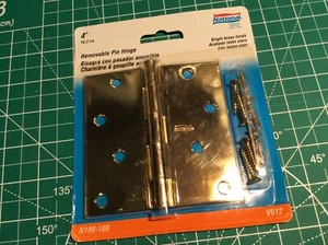 1 pc National Hardware 4" Brass Finish Steel Hinge Square N190-108 New (H8) - Picture 1 of 2