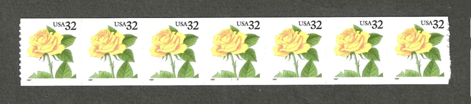 #3054 32c YELLOW ROSE PNC STRIP/7 w/PL#1122 - Image 1 of 1