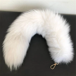Bolso llavero con cola de piel de zorro blanco real de 50 cm/20" accesorios juguetes con disfraces - Imagen 1 de 3