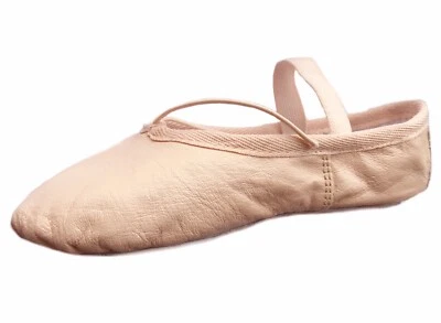 Ballet Shoes, Pink Leather Ballet Dance shoes Full Sole Children & Adults Sizes - Image 1 of 4