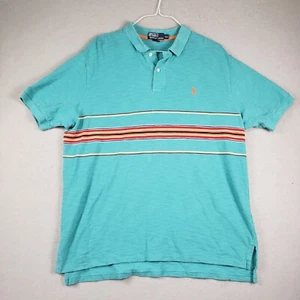 VTG 90s Polo XXL Ralph Lauren Southwestern Aztec Blue Orange Stripe Polo Shirt  - Picture 1 of 10