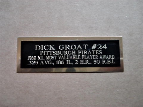 Dick Groat Pirates 1960 NL MVP Award Baseball Card Plaque Nameplate 1" X 3" Cover