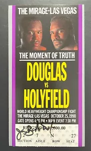 Evander Holyfield Buster Douglas Signed Ringside Ticket Autograph 1990 Fight - Picture 1 of 2