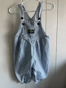 Oshkosh B’gosh Vestbak Eisenbahn Streifen selten Stretch Overall Ballon Beine 6-9 M - Bild 1 von 12