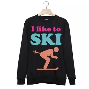 Batch1 I Like To Ski - Saltador de invierno retro después de esquí snowboard eslogan - Imagen 1 de 3
