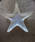 Nautical CoastaI Beach Iridescent White Glass Starfish Shaped Trinket Dish 8 in