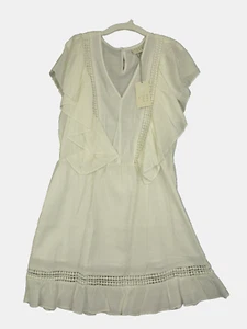 NWT A New Day White Flowy Mini Dress Flutter Sleeve Crochet Size Small S - Picture 1 of 7