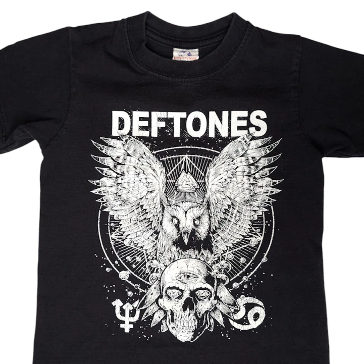 Deftones T Shirt Boys Youth Size Small Black Owl And Skull Alternative Metal - Image 1 of 4