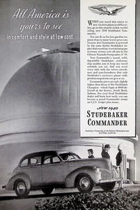 VINTAGE 1930s Print Ad ~ New 1940 Studebaker Commander ~ All America is yours... - Picture 1 of 1