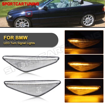 For 2004-2006 BMW E46 2D Coupe & Cabrio Sequential LED Fender Side Marker Lights Foto 1 de 4