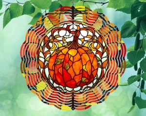 10 Inch Pumpkin Halloween Thanksgiving Wind Spinner Yard Decor Aluminum RWS-243 - Picture 1 of 2