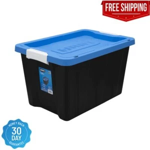 HART 12 Gallon Heavy Duty Latching Plastic Storage Bin Container, Black - Picture 1 of 6