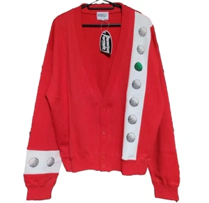 Benetton Formula 1 Racing Team Golf Balls Cotton Cardigan Sweater Size L Vintage - Picture 1 of 12