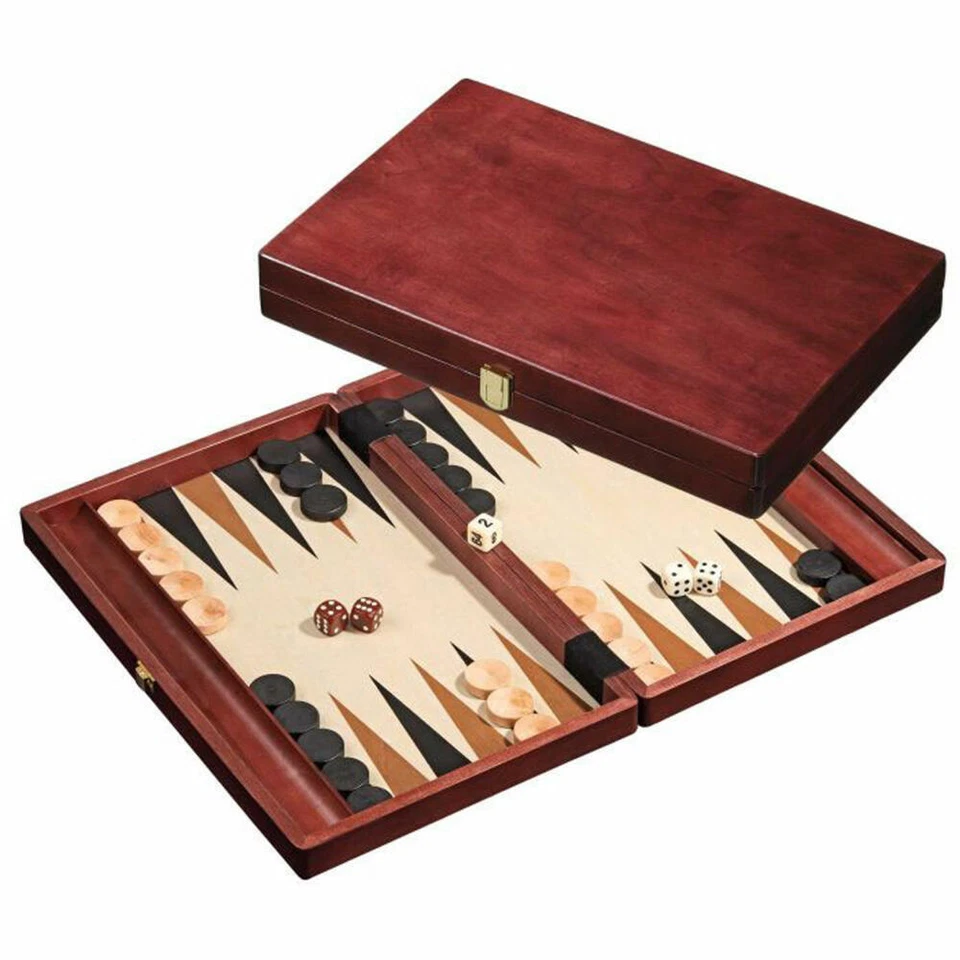 Backgammon Holzkoffer Philos # 1116 neuwertig und komplett TOP-Zustand