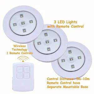3PC Light Battery LED SMD Operated With Remote Control Under Kitchen Cabinet - Picture 1 of 2