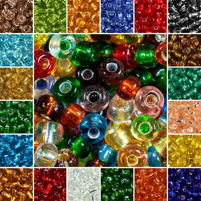 50g Silver-Lined Glass Seed Beads - 12/0 2mm 8/0 3mm 6/0 4mm CHOICE OF COLOURS - Image 1 of 3