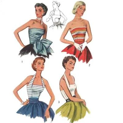 1950s Pattern, Quick & Easy Halter Neck, Strapless Tops - Bust=30" (76.2 cm) - Image 1 of 4